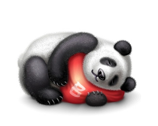 抱着红色枕头睡觉的熊猫图标