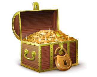装满金币的宝箱写实图标设计欣赏
