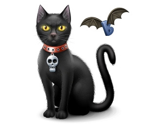 邪恶黑猫蝙蝠写实图标设计欣赏