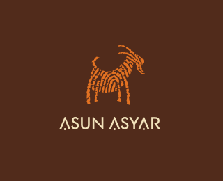 Asun Asnar抽象指纹山羊动物标志设计