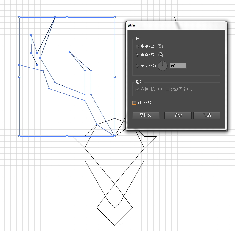 AI绘制几何鹿形logo教程