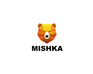 MISHKA几何熊创意标志设计